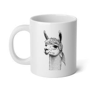 Minimalistische Fugly Alpaca Met Hoofddoektekening | Keramische jumbomok van 20 oz