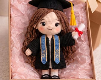 Custom Graduation Doll, Class of 2026 Gift, Graduation Replica Doll From Photo, Handmade Crochet Graduation Doll, Graduation College Gift