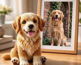 Personalized Crochet Dog Cat From Photo Custom Portrait Pet Plush Stuffed Animal Keepsake Gift, Custom Crochet Dog Plush