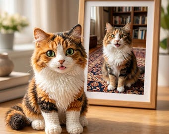 Custom Crochet Cat Plush – Handmade Dog, Cat Stuffed Animal, Lookalike Amigurumi from Photo, Personalized Pet Gift or Dog Memorial Keepsake