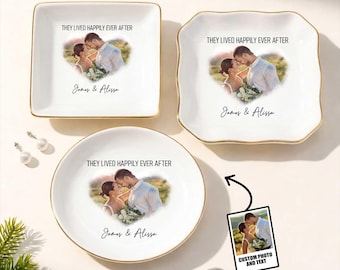 Wedding Gift Trinket Dish Custom Photo Jewelry Dish Personalized Couple Plate Anniversary Gift Bridal Shower Gift Newlywed Keepsake