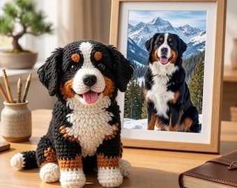 Personalized Crochet Dog Cat From Photo Custom Portrait Pet Plush Stuffed Animal Keepsake Gift