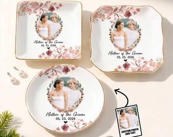 Mother Of The Groom Gift Jewelry Dish Custom Photo Trinket Dish Personalized Wedding Plate Gift For Mom Bridal Keepsake Wedding Day Gift