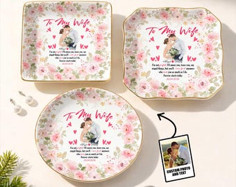Custom Photo Jewelry Dish Gift For Wife Personalized Ring Dish Anniversary Gift Romantic Wedding Keepsake Tray