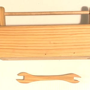 Vintage Heavy, Sturdy, and Well-Constructed Handmade Caddy or Toolbox and Wood Wrench