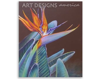 Bird of Paradise Flower, Original Oil Pastel Drawing, 8 x 10 Tropical Flower Art, Hawaiian Floral Painting, Flower Painting