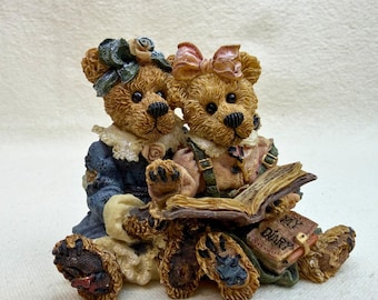 Figura de peluche coleccionable vintage de Bailey y Becky de Boyds Bears and Friends – Estilo #228304, 1997