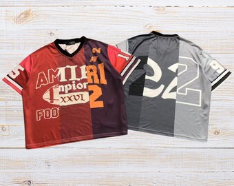Unisex Amiri Colorblock Football Jersey Streetwear Graphic Tee
