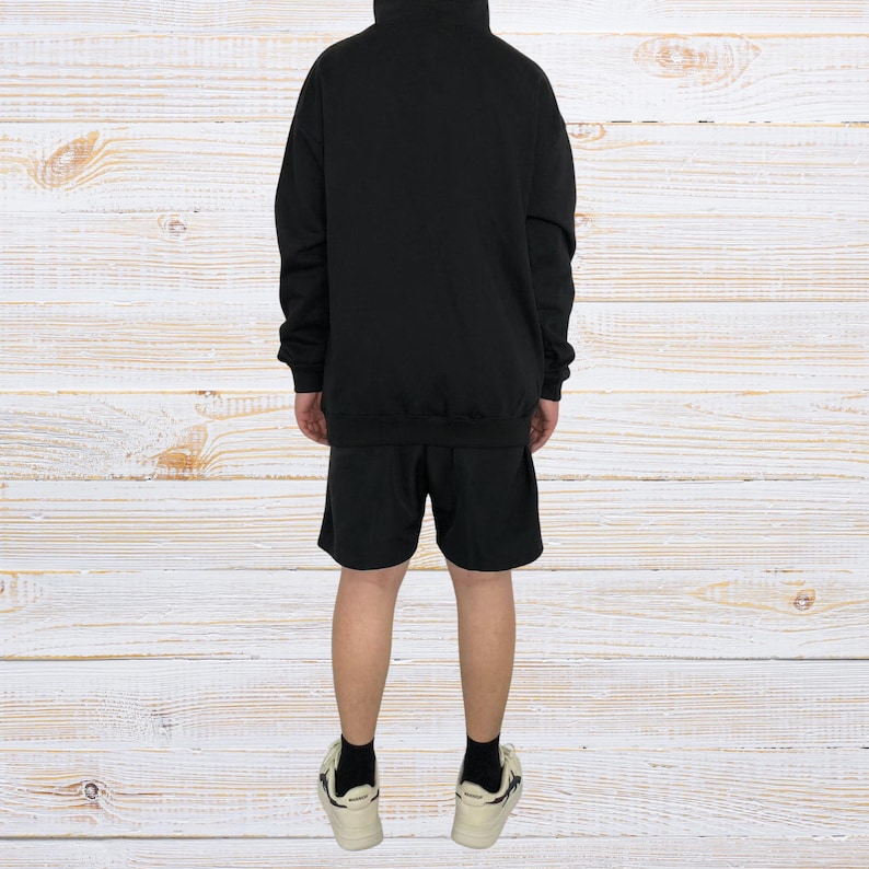 Unisex AMIRI-style hoodies in black and white with bold front graphic and stripe design, pullover streetwear sweatshirts with hood and kangaroo pocket.