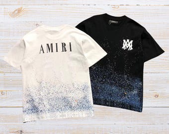 Amiri Style Paint Splatter T-Shirt Streetwear Graphic Tee Unisex Fashion Top