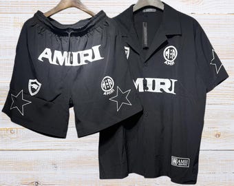 AMIRI Inspired Men’s Black Two Piece Set Streetwear Outfit
