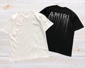 AMIRI rhinestone logo unisex t-shirt streetwear graphic