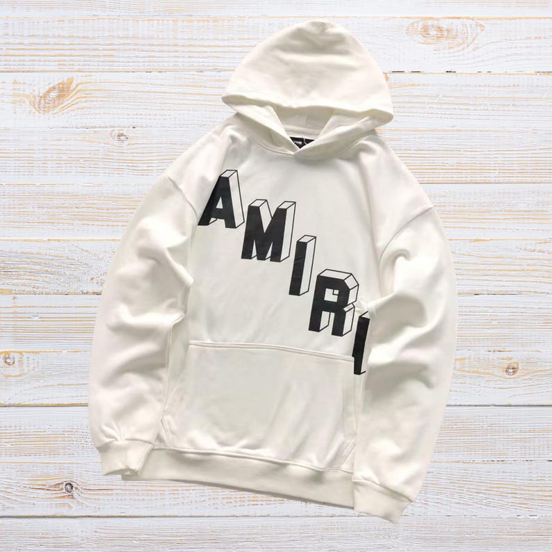 Unisex oversized AMIRI graphic hoodie in black and white streetwear style