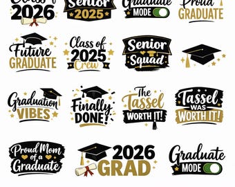 Graduation PNG Bundle | Class of 2026 Senior Shirt Designs (Instant Download)
