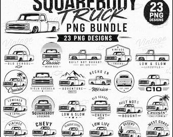 Squarebody Truck PNG Bundle | Vintage Chevy C10 Low Slow Designs (Digital Download)