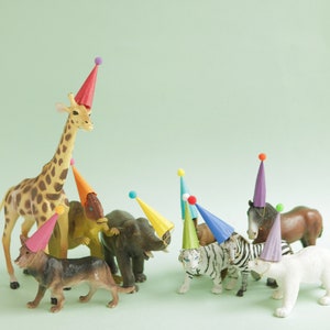 Mini Party Hats for Animals and Dinosaurs - RAINBOW COLORS - Circus Farm Dinosaur Party