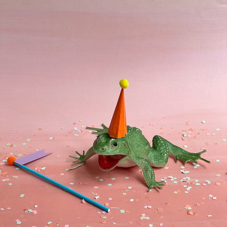 Mini Party Hats for Animals and Dinosaurs BRIGHT COLORS Miniature Hats for Dolls, Plastic Toys image 9