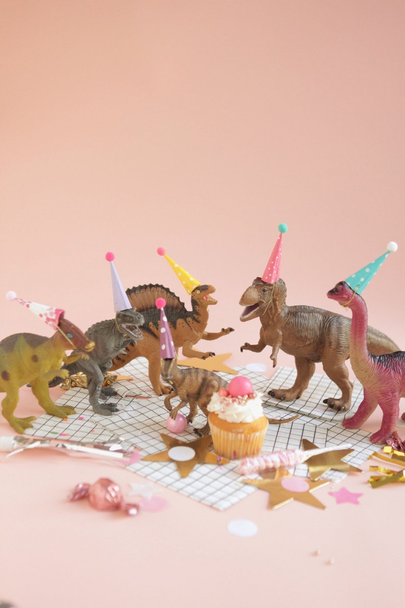mini miniature pastel girl animal toy dinosaur hats