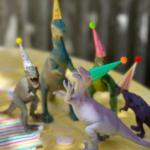 Mini Party Hats for Animals and Dinosaurs BRIGHT COLORS Miniature Hats for Dolls, Plastic Toys image 8