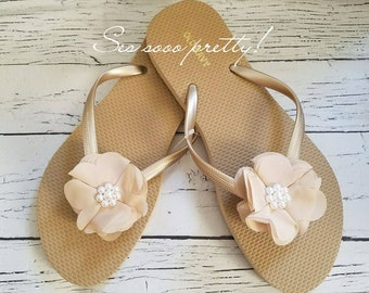 champagne colored flip flops