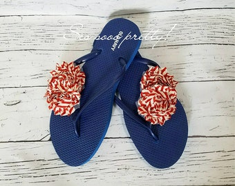 Flip flops, women sandals, July 4th sandals