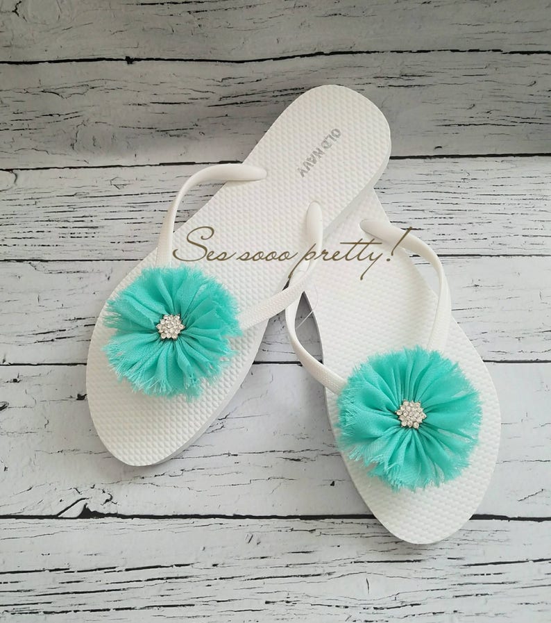 white bridesmaid flip flops