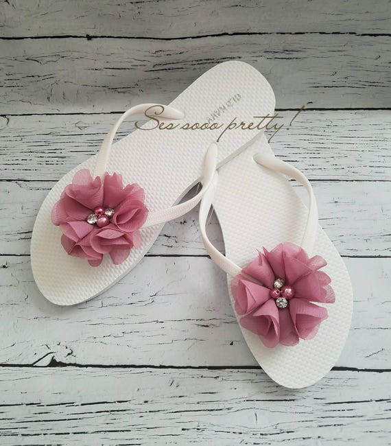 Flower Bridal Flip Flops Bridesmaid Flip Flops Bridesmaid - Etsy