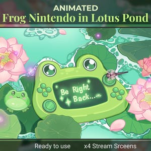 Animated Stream Screen: Cute Nintendo Frog Theme, Lotus Pond Twitch Scenes (MP4) image 6