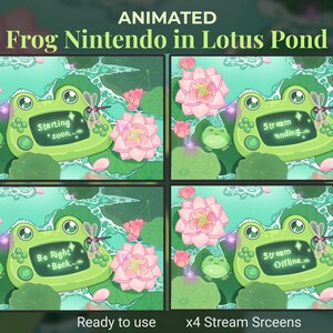 Animated Stream Screen: Cute Nintendo Frog Theme, Lotus Pond Twitch Scenes (MP4) image 2