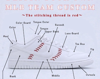 Zapatillas unisex de la MLB personalizadas con pintura a mano y el color que elijas, con costuras de béisbol hechas a mano.