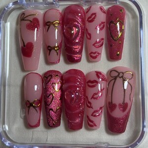 Cupids favoritpressnaglar|Kyssläppset|Alla hjärtans dag|Romantiskt glitter|Kistgelnaglar bild 6