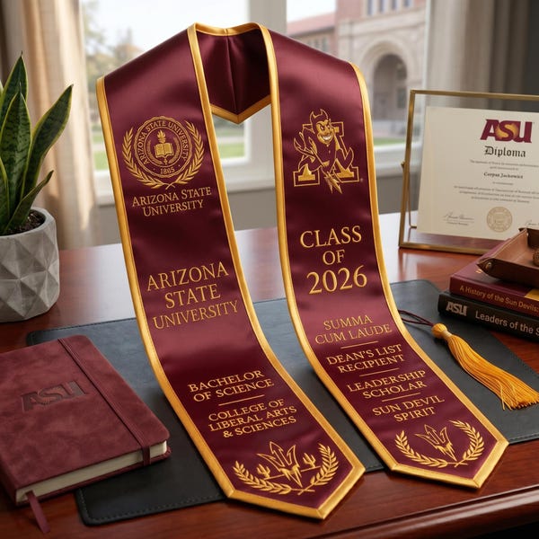 Étole de remise des diplômes ASU personnalisée 2026, ceinture de remise des diplômes personnalisée, étole d'honneur personnalisée, cadeau de remise des diplômes universitaires supérieurs