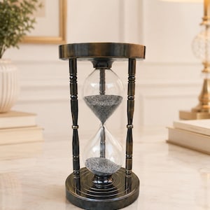 Personalized Brass and Glass Hourglass, Antique Black Finish, Wedding Unity Sand Timer