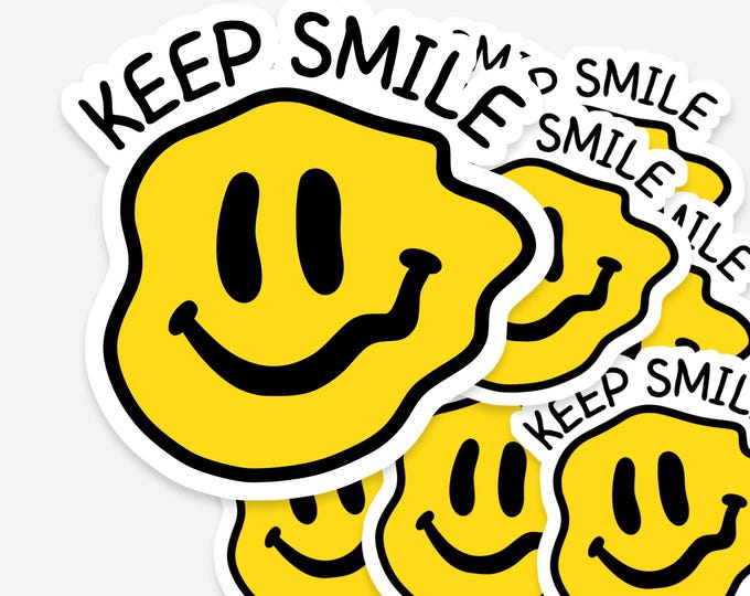 Keep Smile Meme Sticker Sheets, Waterproof Humor Decals, Various Sizes