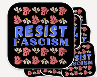 Anti Fascism Sticker Pack, Waterproof "Resist Fascism" Political Decals, 6-pack