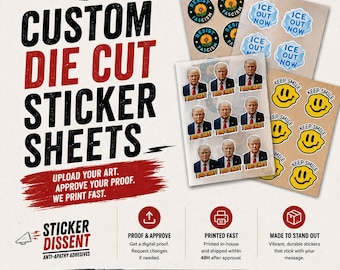 Custom Die Cut Sticker Sheets | Upload Artwork, Waterproof Laminated, Fast Proof + Ship