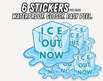 ICE OUT NOW Sticker Pack, Glossy Waterproof Protest Stickers, 2.25" Each