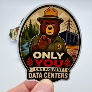 Anti Data Center Stickers, 3.5" Large Glossy Waterproof Resist AI Big Tech Political Protest Decals