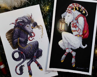 Krampus et Julbock - Impressions d'art, aquarelle, toile