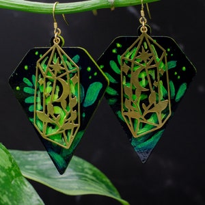 Celestial Crystal Earrings - witchy occult jewelry gift art spooky - by Grumpy Mammoth Studios - Aoife Caroselli