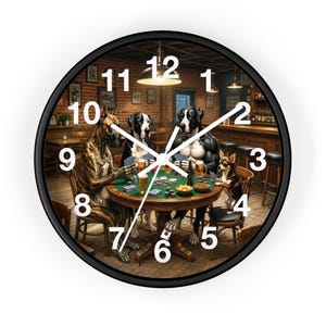 Wanduhr mit Doggenmotiv | Hunde-Kunstwerk für die Männerhöhle (Holzrahmen)