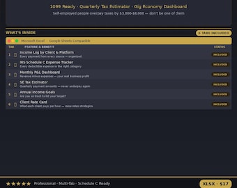 Side Hustle Income Tracker – SE Tax, S-Corp, Pricing, Business Strategy (XLSX)