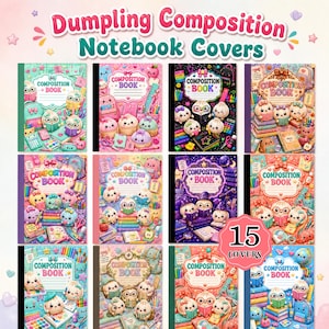 Glitter Dumplings Composition Notebook Cover Template, Editable Canva School Notebook Covers, Back to School Binder Cover, Composition Book