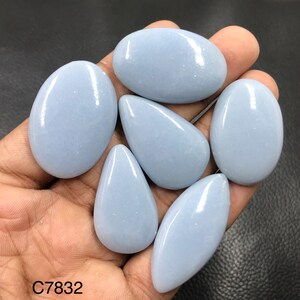 Wholesale Angelite Cabochon Lot... Gemstone Cabochons Lot.. Lot of Cabochons.. Mixed Shape... 49 g... A#C7832