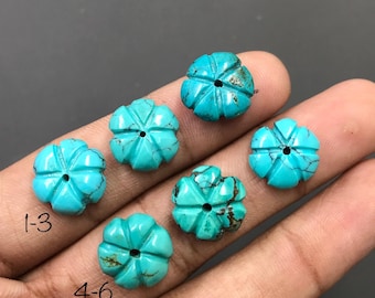 Carved Hubei Turquoise Beads … Hubei Turquoise Beads… Drilled Turquoise Beads.. A#Y7063