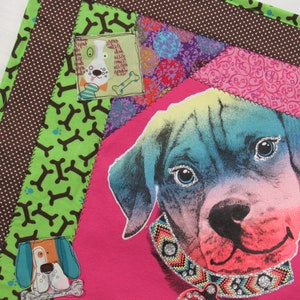 Dogs Leave Pawprints on Your Heart Quilted Wall Art-Mixed Media-Crazy Quilting-Fiber Art-OOAK-Dog Lovers Quilted Wall Art image 2