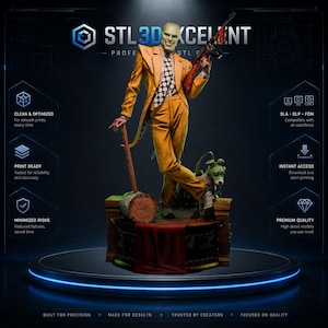 The Mask Figure - Jim Carrey Movie STL-standbeeld 3D-afdrukbestand | 3 variantmodellen