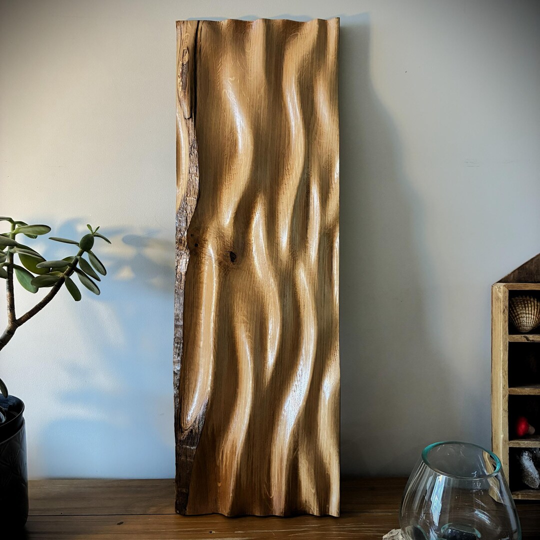 Oak Arkwork Live Edge Oak Wall Art | Sculptural Wood Relief Panel | Carved Oak Wall ...