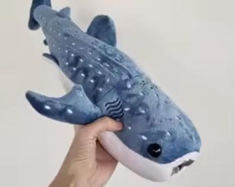 Peluche realista de tiburón ballena azul – Suave peluche de animal marino, regalo ideal