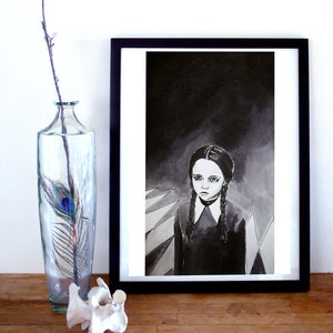Wednesday Addams  Fine Art Giclée Print | Wednesday Addams Fan Art | Addams Family Art | Addams Family Print | Dark Art | Goth Art